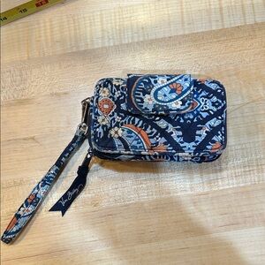 Vera Bradley Blue and Orange Patterned Wristlet